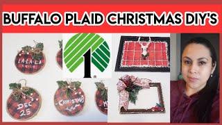 DOLLAR TREE DIY~CHRISTMAS ORNAMENTS DIYS~ BUFFALO PLAID.