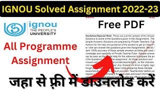 free ignou assignment pdf download | ignou solved assignment pdf free download | Solved Assignment