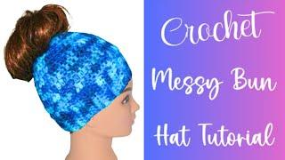 Messy Bun Hat Crochet Tutorial for Beginners | Crochet Ponytail Beanie Tutorial