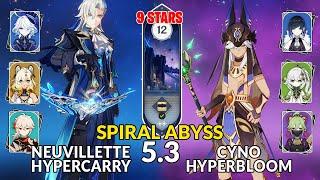 New 5.3 Spiral Abyss | Neuvillette Hypercarry Team and Cyno Hyperbloom | Genshin Impact Floor 12