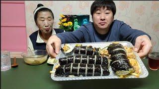 대패삼겹살 쪽파김밥~ 그런데 맛이 좀싱겁네, 시원한 오뎅국 먹방~!!