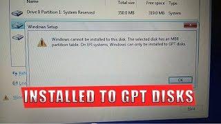 FIX windows can only be installed to gpt disks