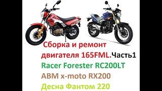 165FML.Как собрать двигатель 165fml,Racer Forester rc200lt,abm x-moto rx200.Desna Fantom 220.Часть1.