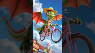 red dragan bought a cycle fot his baby dragon