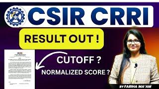 CSIR CRRI Result Out | Cutoff Marks | Full Details | Official Notice | By Fariha Ma'am