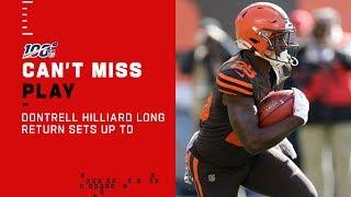 Dontrell Hilliard's Long Kickoff Return Sets Up Browns TD