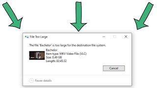 Fix file too large - the file is too large for the destination file system usb drive in windows pc