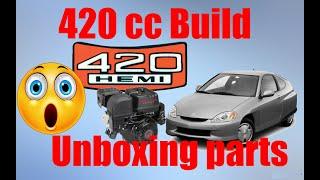 Episode 9. Honda insight 420 cc predator engine swap unboxing parts