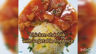 chicken shashlik with vegetable fried rice/by maira,s kitchen