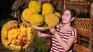 Have you ever seen this fruit ? Pick wild jack fruit | Wild jack fruit eating spicy salty chili