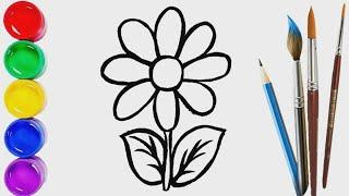 Bolalar uchun gul rasmini chizish | Нарисуйте картинку цветка для детей | Draw a picture of a flower