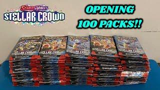 I opened 100 PACKS of STELLAR CROWN to try and COMPLETE THE SET!! (pokemon card opening)