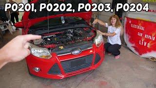 FORD FOCUS CODE P0201 P0202 P0203 P0204 FUEL INJECTOR FIX