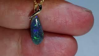 m17365 Solid 18k gold Solid Australian black opal pendant