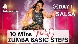 10 Mins ZUMBA Basic Steps Breakdown for Beginner | DAY 1 | Salsa | NatsO ZUMBA