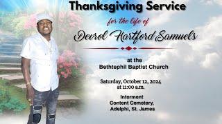 Thanksgiving Service for Devrol Hartford Samuels