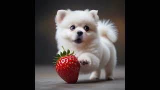 Cute little puppy wants the strawberry#dog #cute #puppy #lypsync #doglove