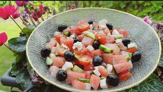 Ձմերուկով աղցան անմահական թանձրուկով /Salade de pastèque /Салат из арбуза vegan