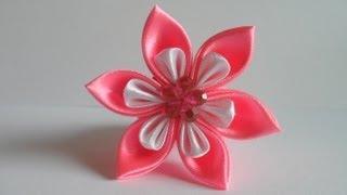 hand made Как сделать нежную  резиночку для волос Канзаши Kanzashi