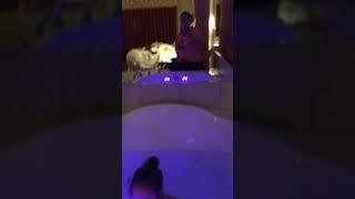 Little girl taking a fun bath