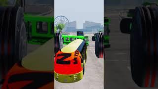 New short video Large Tanker Truck & Mix Colour City Bus vs Bollards Crash in the game BeamNG.drive