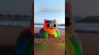 cat become colourful spider, honey bee, lizard #cat #funny  #aicat #kuching #cutecat #shorts