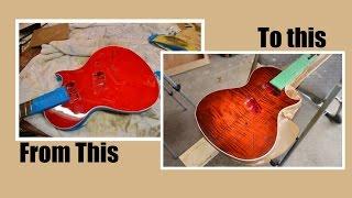 Re-finishing a Gibson Nighthawk Guitar with a Brown Red Yellow Burst