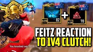 FEITZ REACTION TO INSANE 1V4 CLUTCH IN 36 KILL GAMEPLAY! | PUBG Mobile