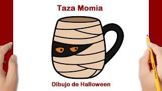 Cómo dibujar una taza de momia de Halloween | Dibujos de Halloween Fáciles