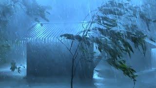 Sleep Instantly with Powerful Hurricane, Terrible Rain, Strong Wind, Heavy Thunder at Stormy Night