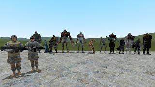 GTA V MILITARY VS RESIDENT EVIL TYRANTS!! Garrys Mod Sand Box