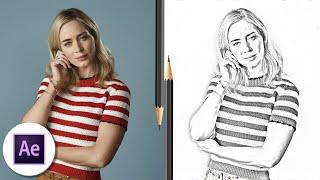 Pencil Sketch effect & block dissolve effect - After Effects Tutorial | Emily Blunt