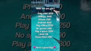 How rich are you?! #rich #money #siblings #dolphin #trend #shorts #p1p3rchxrms