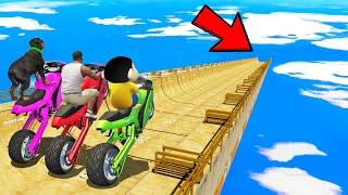 SHINCHAN AND FRANKLIN TRIED LONGEST MEGA RAMP & CRAZY RACE  SUPER JUMP CHALLENGE BY BIKES GTA 5