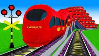 【踏切アニメ】複雑な電車 Trains Climbing Pynamid Fumikiri 3D Railroad Crossing Animation #1