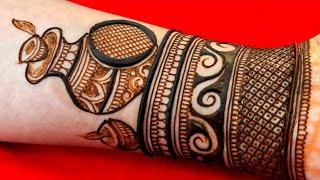 3D karwachauth mehndi designs for front hands||karwachaouth mehndi design||karva chauth theme based