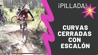 PILLADA en sendero! Curvas cerradas con escalón en bajada | Técnica de ciclismo montaña- MTB