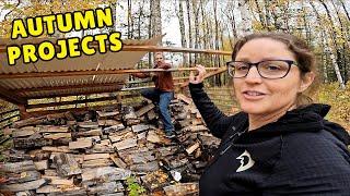 Autumn Chores: Firewood Shed Repair & Propagating Raspberries | Apple Harvest & Filipino Food Feast!