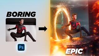 How to Turn a Portrait into an EPIC Action Scene: Spider-Man Photomanipulation Tutorial