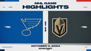 NHL Highlights | Blues vs. Golden Knights - October 11, 2024