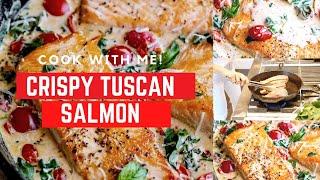 COOK WITH ME // CRISPY TUSCAN SALMON // DINNER RECIPE // ONE PAN & 30 MINUTES // Lauren Nicholsen