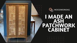 handmade Ash patchwork cabinet! #woodworking