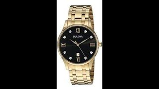 97D108 Bulova Surveyor Gold Black Diamond Dial Classic