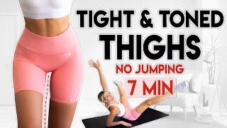 TONED & TIGHT Thighs (no jumping) | 7 minute﻿ Workout