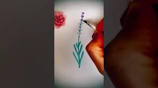 A simple lavender flower in watercolor for you #shorts