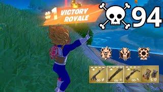 94 Elimination VEGETA SSJ Solo Vs Squads Zero Build Gameplay (NEW Fortnite Chapter 5 Season3)