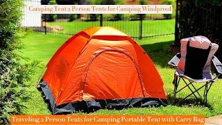 2-Person Camping Tent - Windproof, Portable, with Carry Bag