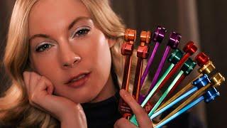 ASMR Eyes Closed Tuning Fork Instructions For Sleep  Binaural Beats & Guided Meditation (Low Light)