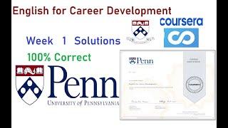 English for Career Development Quiz Answers | Week 1 | University of Pennsylvania #coursera