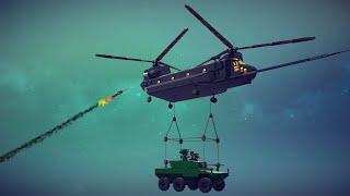 MH-47G Chinook with Cargo Shot Down by Kinetic Missiles + Other Awesome Destruction | Besiege